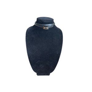 HERMES Hapi: Black, Leather & Silver H Bracelet